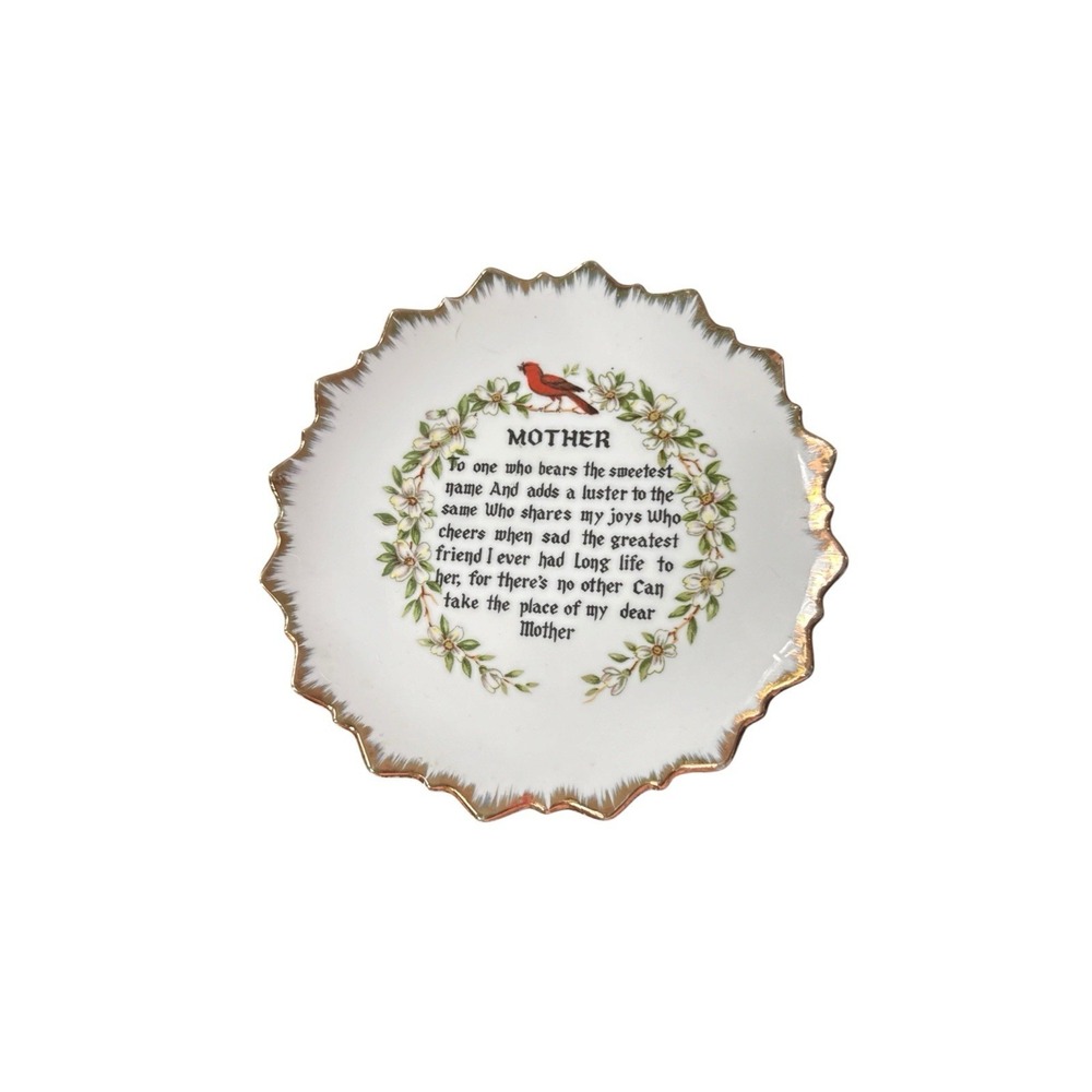 Vintage Mother To One Who Bears the Sweetest Name Wall Plate Poem 6" Artmark